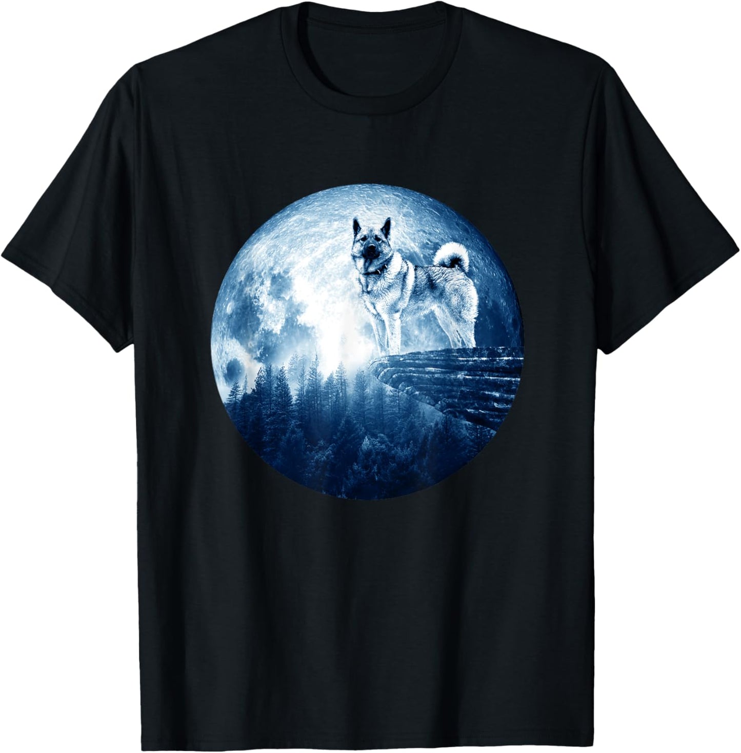 Norwegian Elkhound Dog Moon Dog Mom Dad Women Men Dog Lovers T-Shirt - T-Shirt | Black