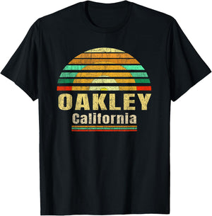 Oakley CA California Home Vintage Gift Retro Sunset Shir T-Shirt - T-Shirt | Black