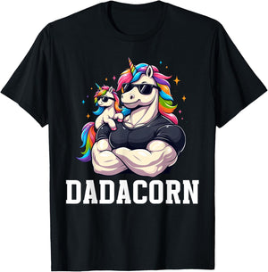 Dadacorn Unicorn Dad Papa Father's Day Daughter T-Shirt - T-Shirt | Black