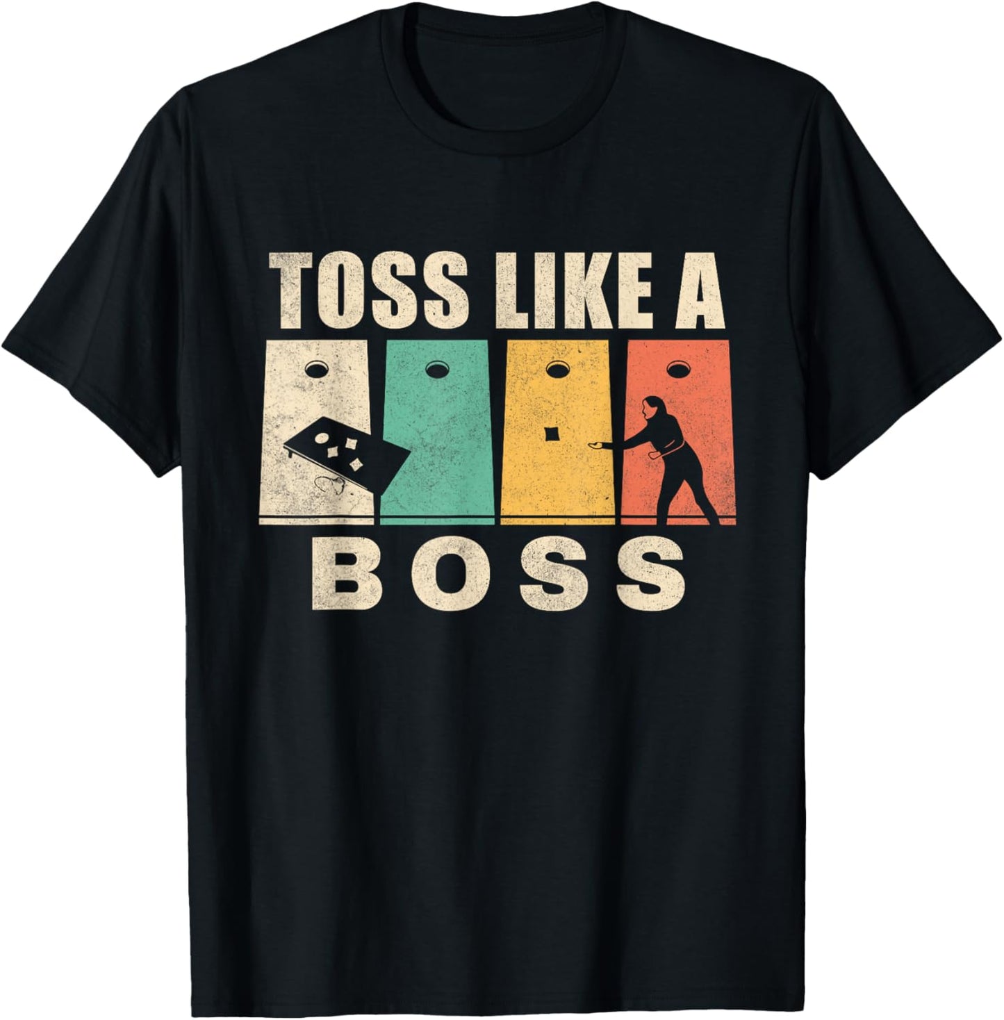 Funny Cornhole Shirt Women Toss Like A Boss Dad T-Shirt - T-Shirt | Black