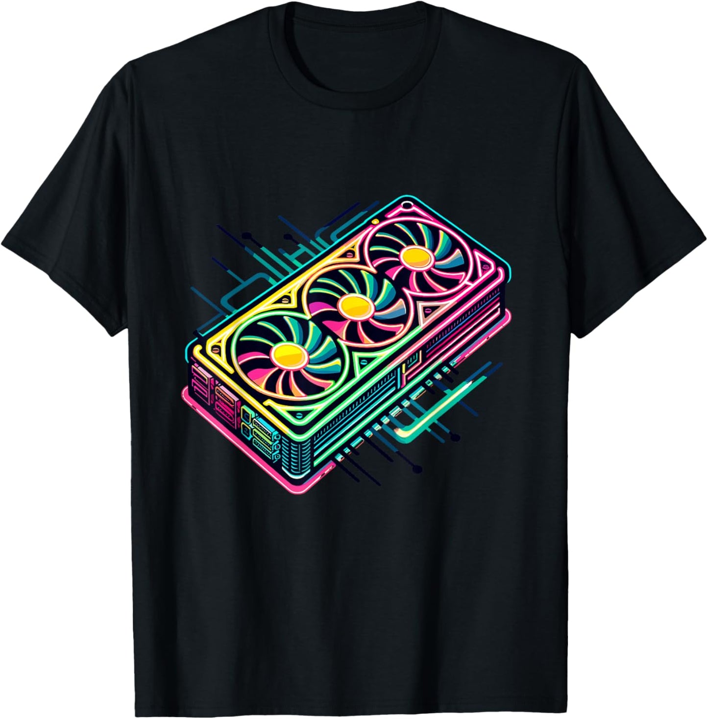 RGB Gaming Graphics Card Aesthetic GPU Video Gamer T-Shirt - T-Shirt | Black