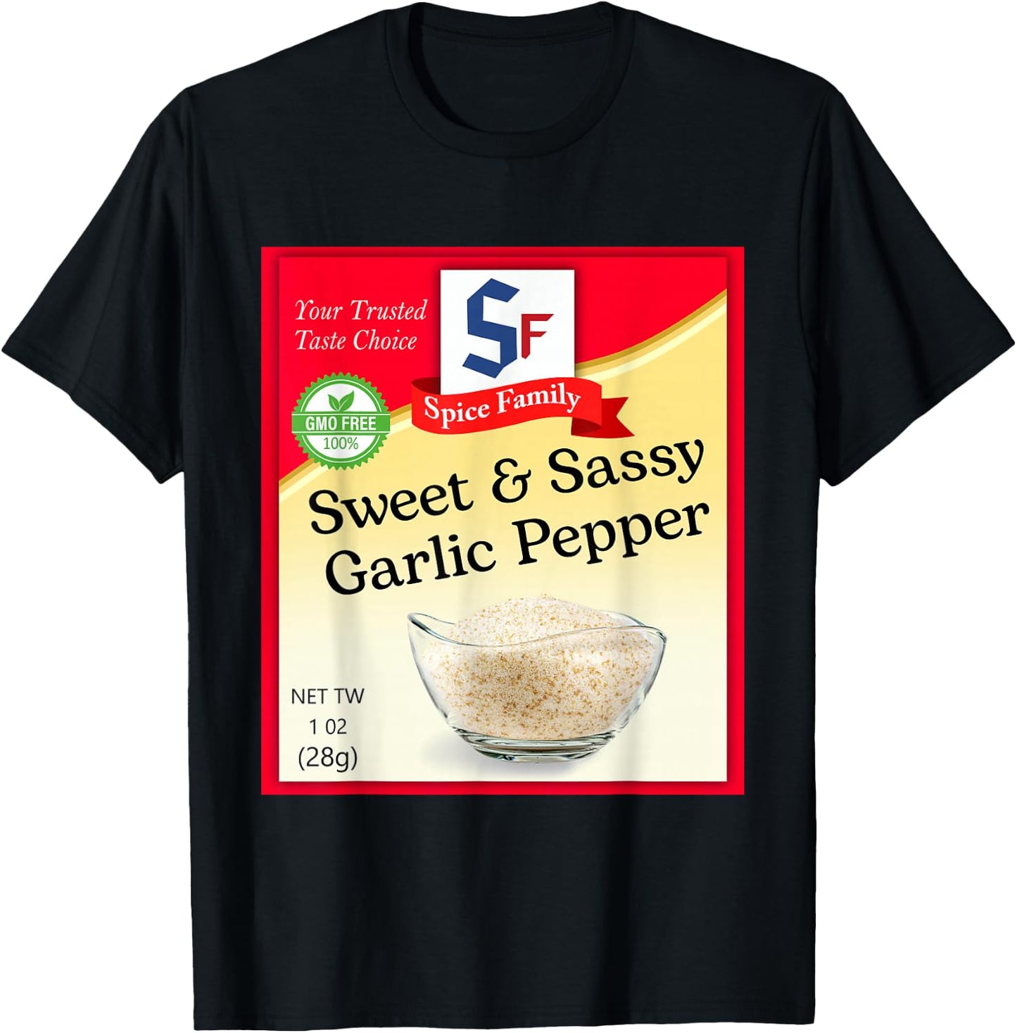 Sweet & Sassy Garlic Pepper Condiment Costume Holiday T-Shirt - T-Shirt | Black