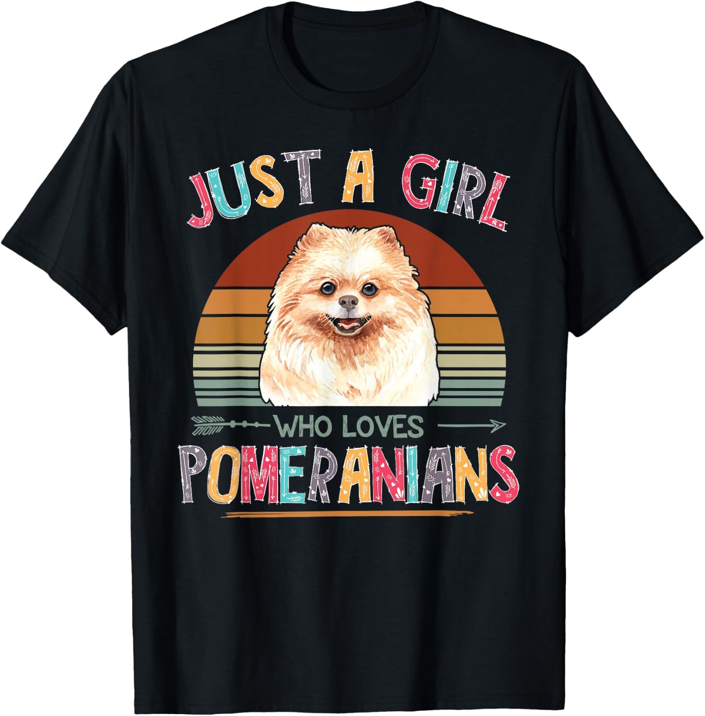 Vintage Just A Girl Who Loves Pomeranians Dog Lovers Gift T-Shirt - T-Shirt | Black