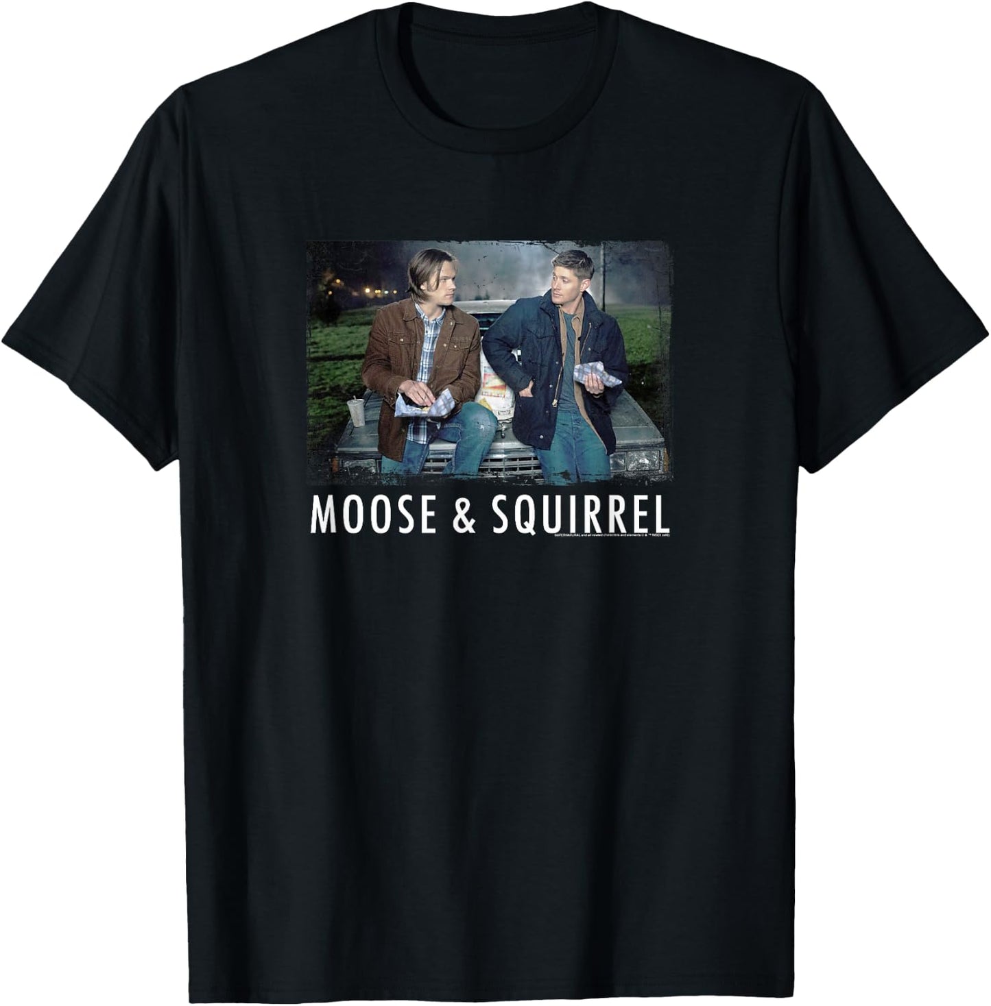 Supernatural Sam & Dean Moose & Squirrel T-Shirt - T-Shirt | Black