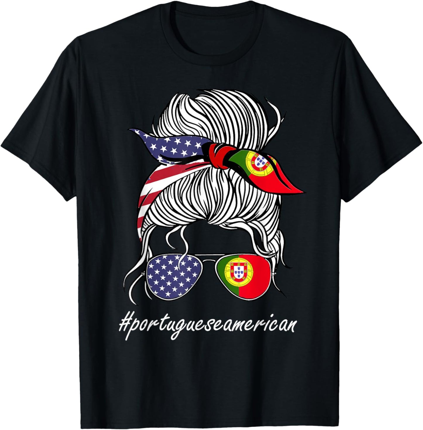 Portugal Heritage American Grown Women Girl Portugal Flag T-Shirt - T-Shirt | Black