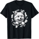 Cute American Eskimo Dog Peeking Design Women Kids T-Shirt - T-Shirt | Black