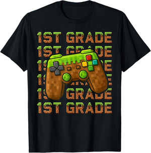 First Day of 1st Grade Level Begins Back to School Girl Boy T-Shirt - T-Shirt | Black