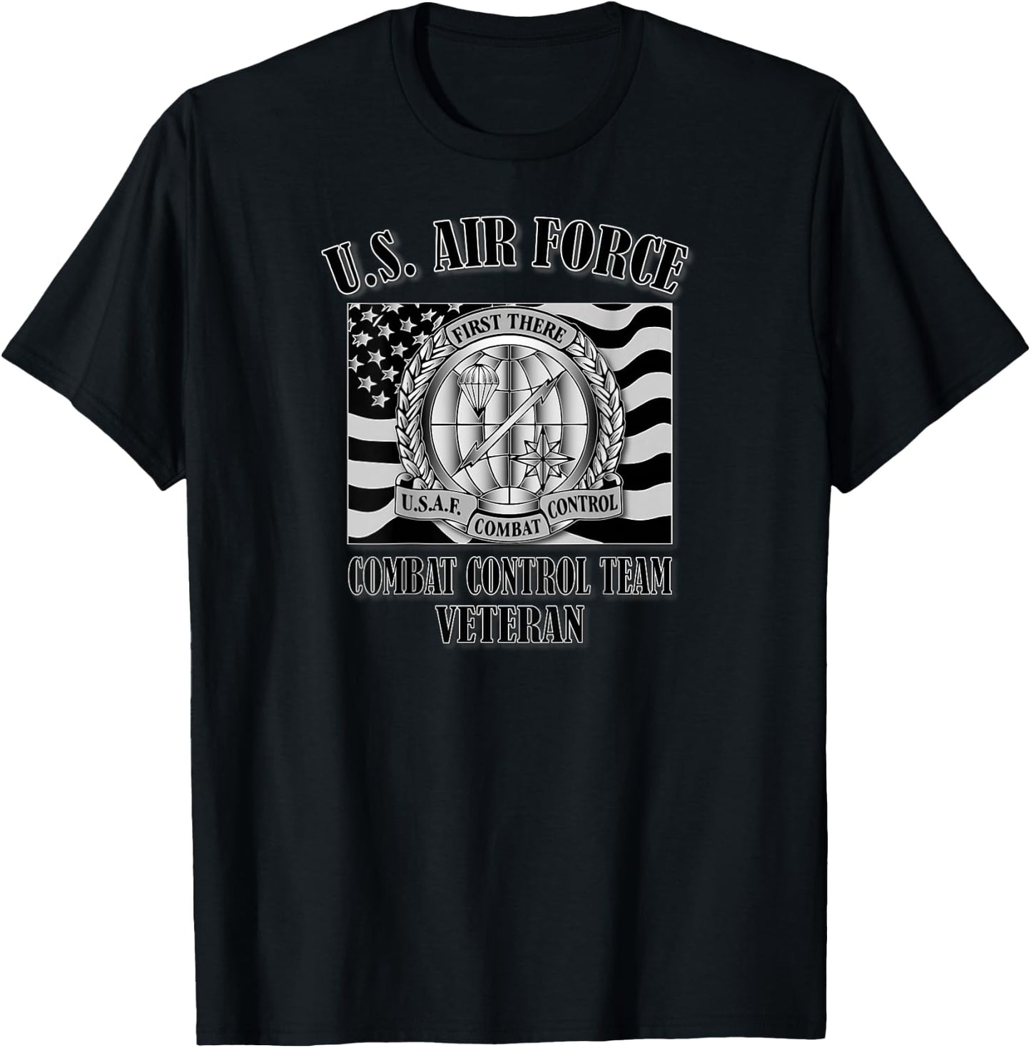 U.S. Air Force Combat Control Team Veteran (Back Design) T-Shirt - T-Shirt | Black