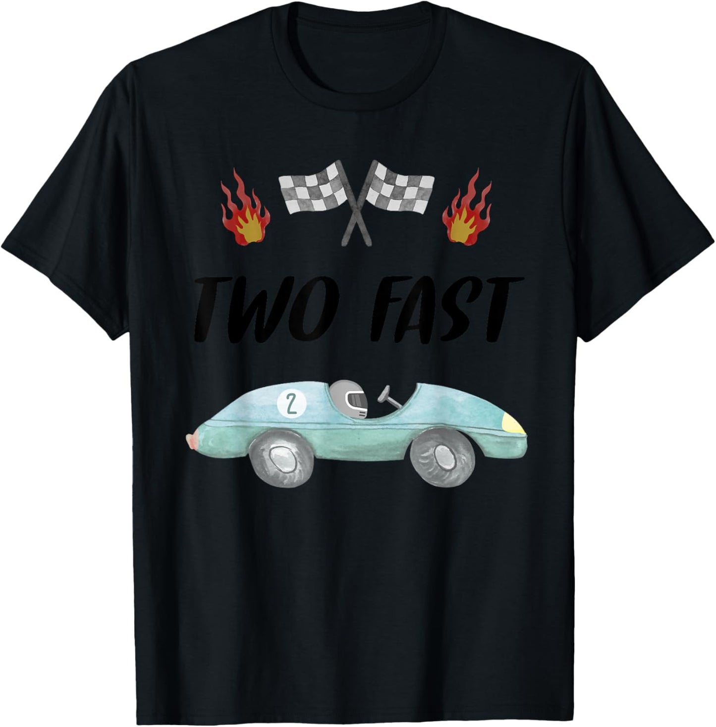 2nd Birthday Two Fast Race Car Second Bday Party Family T-Shirt - T-Shirt | Black