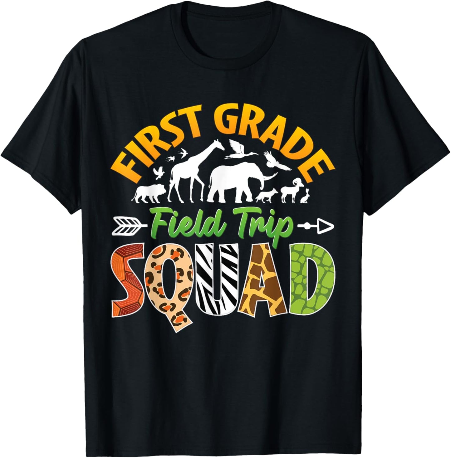 First Grade Zoo Field Trip Squad Matching Teacher Students T-Shirt - T-Shirt | Black