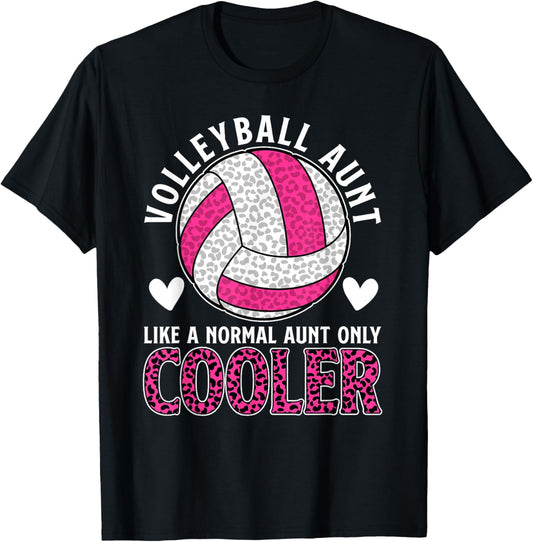 Cool Volleyball Aunt Of A Volleyball Player Auntie T-Shirt - T-Shirt | Black