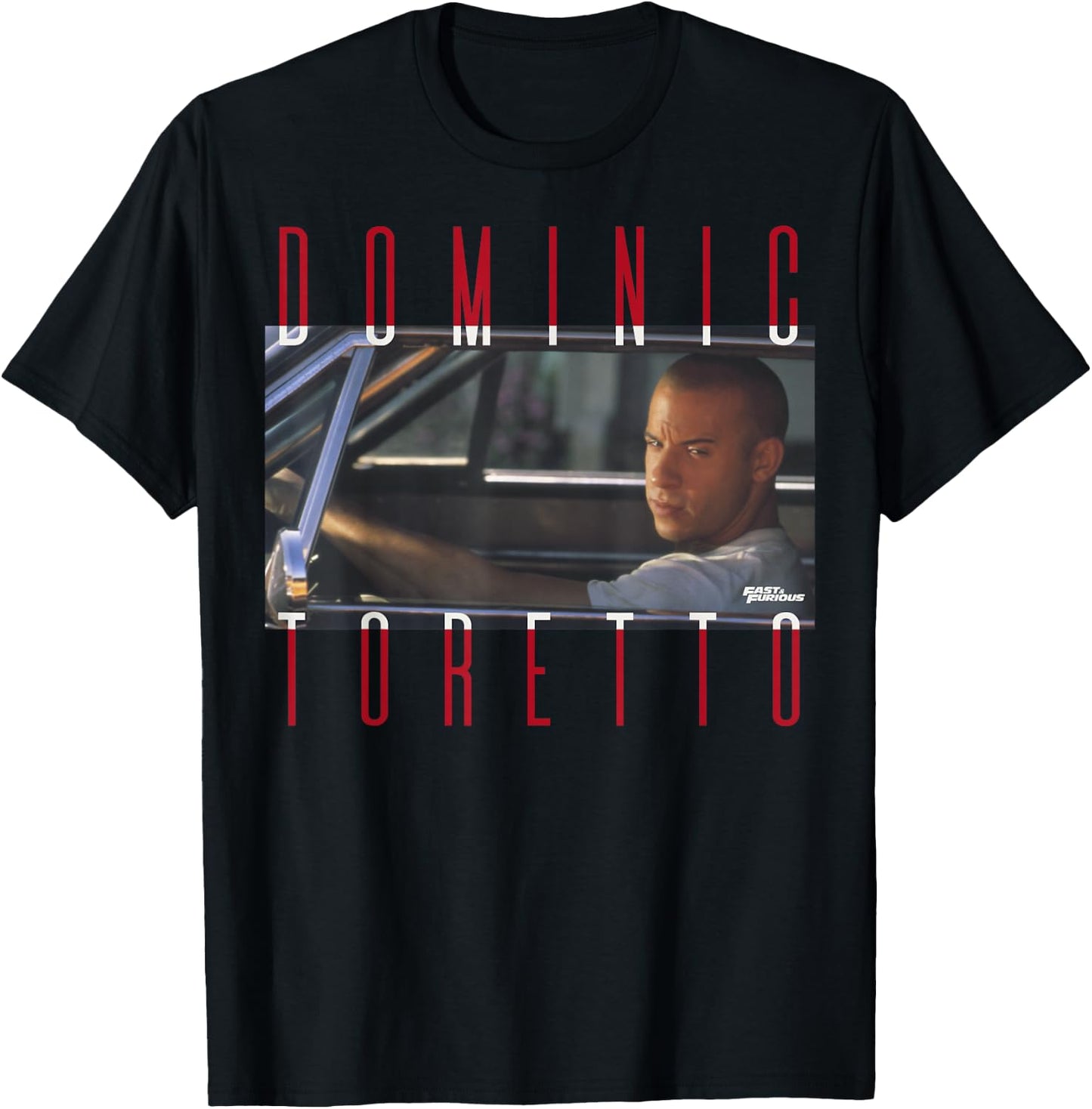 Fast & Furious Dominic Toretto Photo Word Stack T-Shirt - T-Shirt | Black
