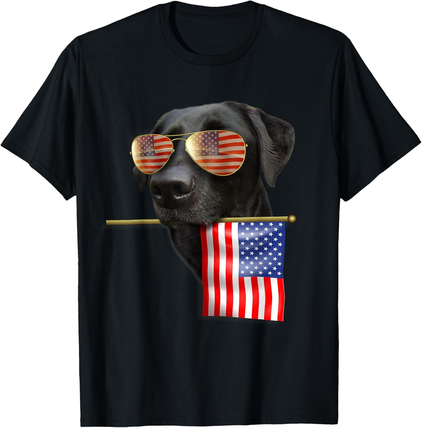 4th of July Shirt Fun American Flag Labrador Dog Lover Gift T-Shirt - T-Shirt | Black
