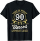 This Is What 90 And Blessed Look Like 90th Birthday Party T-Shirt - T-Shirt | Black