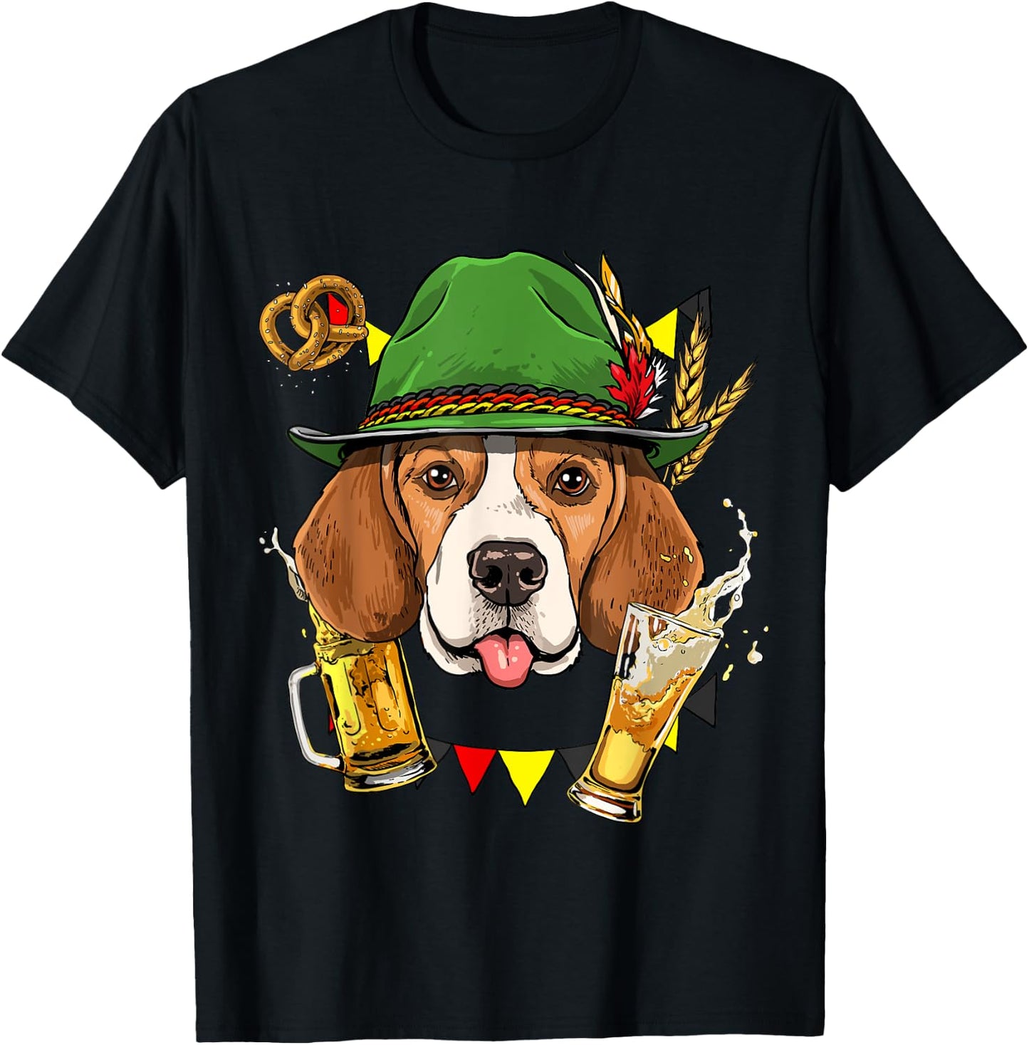 Beagle Oktoberfest Shirt Lederhosen Costume German Beer Fest T-Shirt - T-Shirt | Black