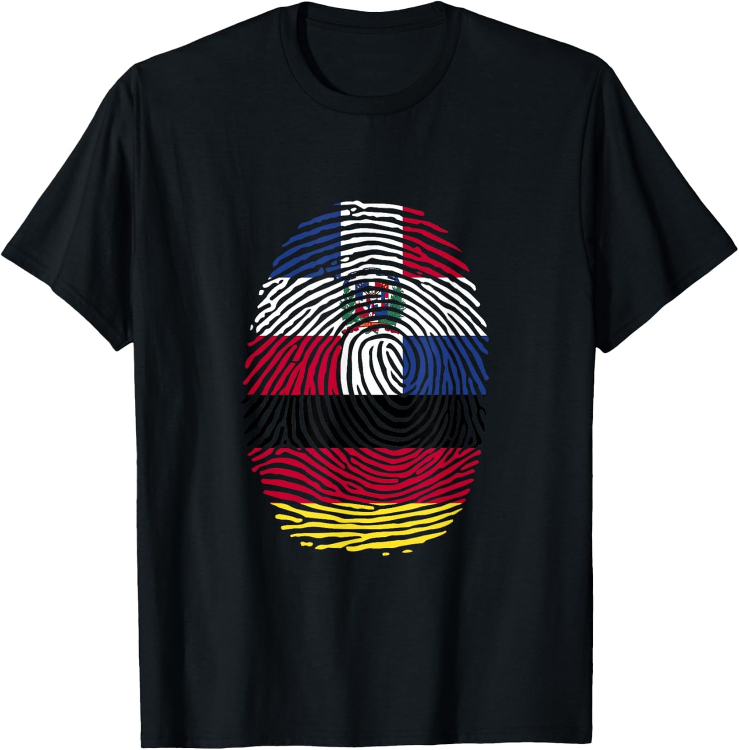 Dominican and Germany Fingerprint Dominicana German Roots T-Shirt - T-Shirt | Black