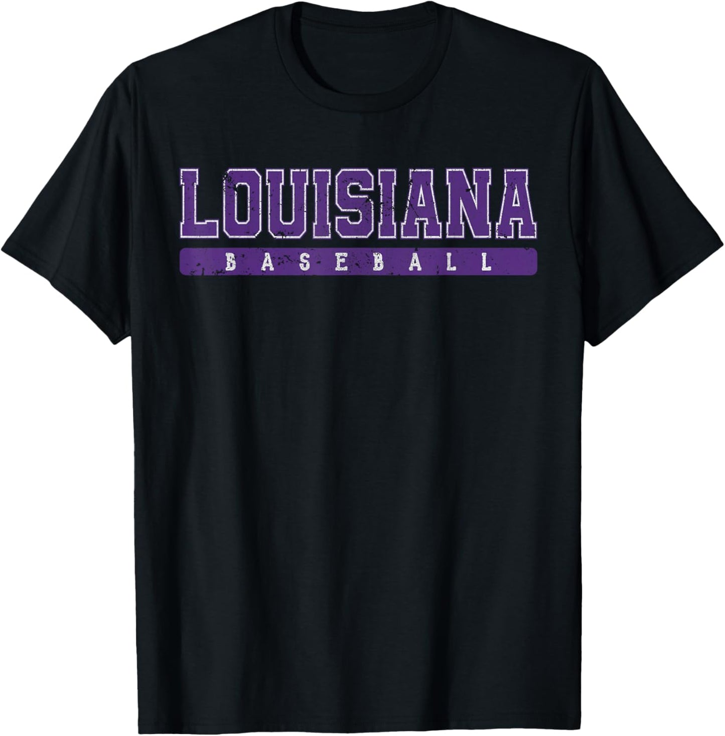 Louisiana Baseball Purple Vintage Text T-Shirt - T-Shirt | Black