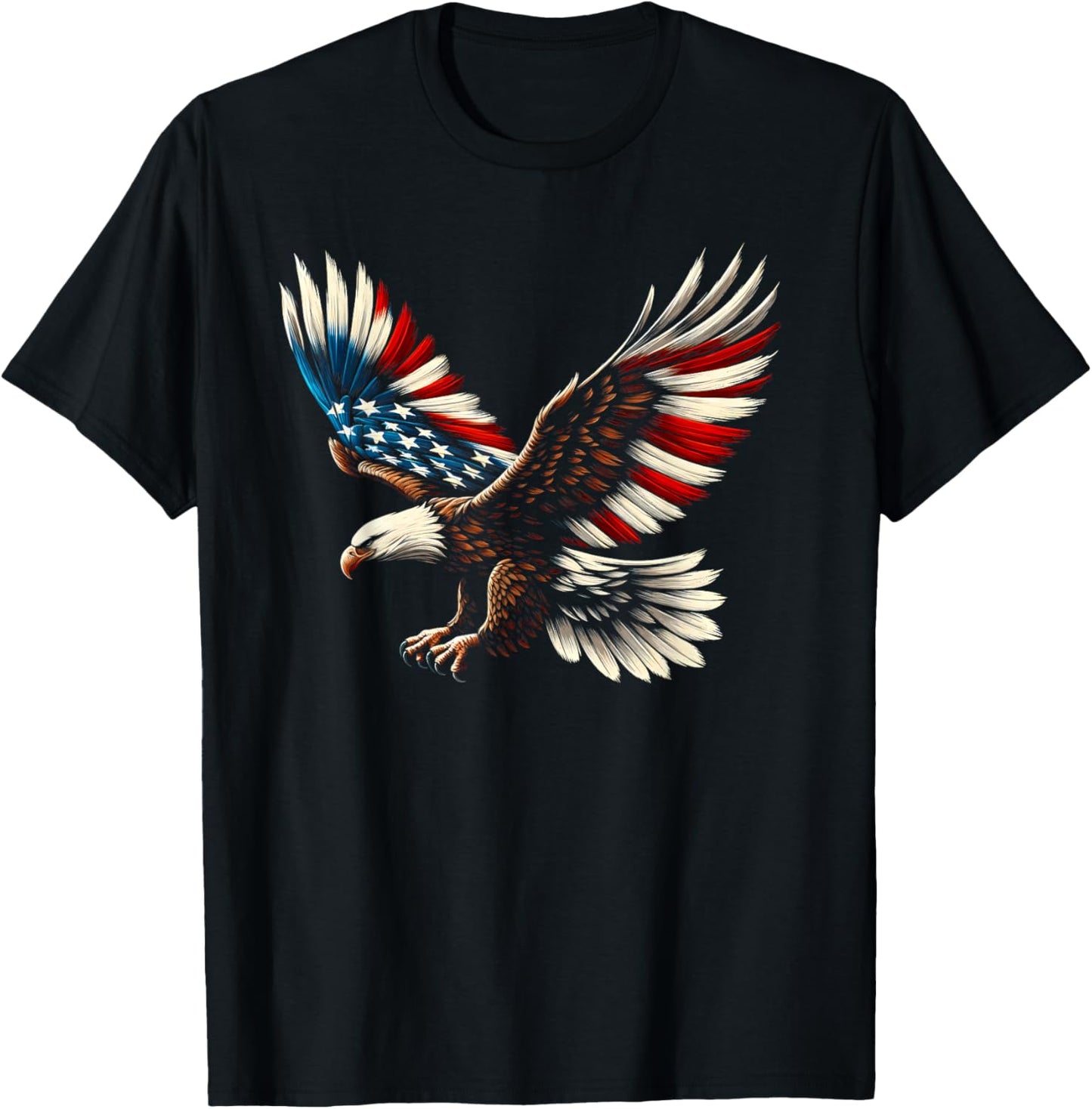 Bald Eagle & Patriotic American Flag 4th Of July T-Shirt - T-Shirt | Black