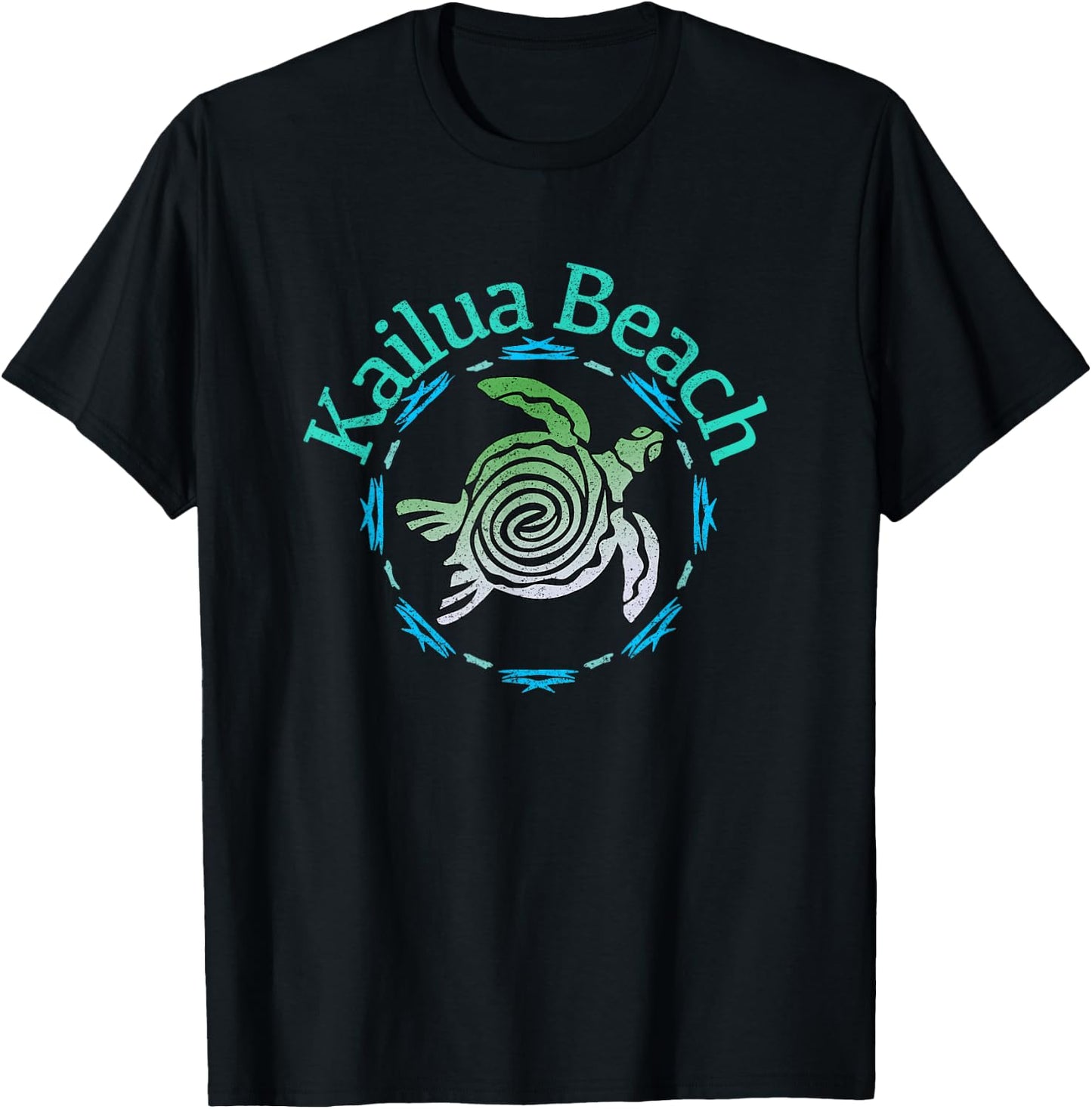 Kailua Beach Vintage Tribal Turtle Gift T-Shirt - T-Shirt | Black