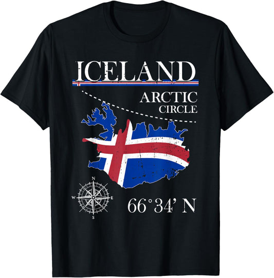 Iceland - Polar Circle - Polar Island Icelandic Flag T-Shirt - T-Shirt | Black