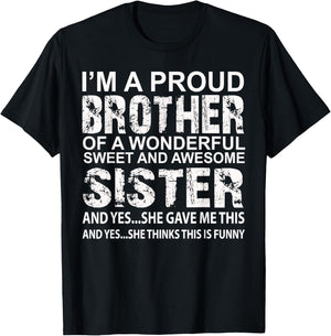 Funny Birthday Gift Brother from Awesome Sister Present T-Shirt - T-Shirt | Black
