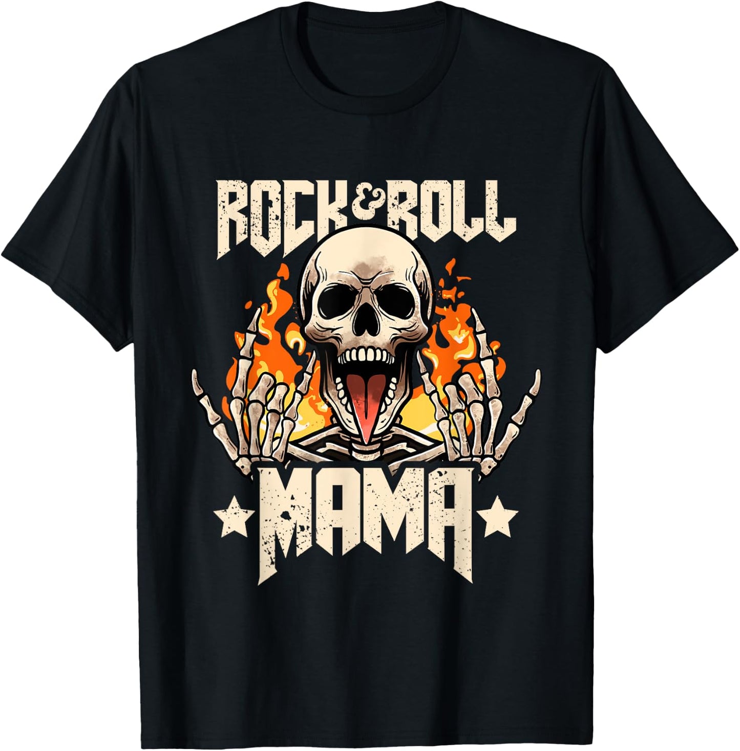 Rock And Roll Mama Mom Vintage Retro Rock&Roll Rock Concert T-Shirt - T-Shirt | Black