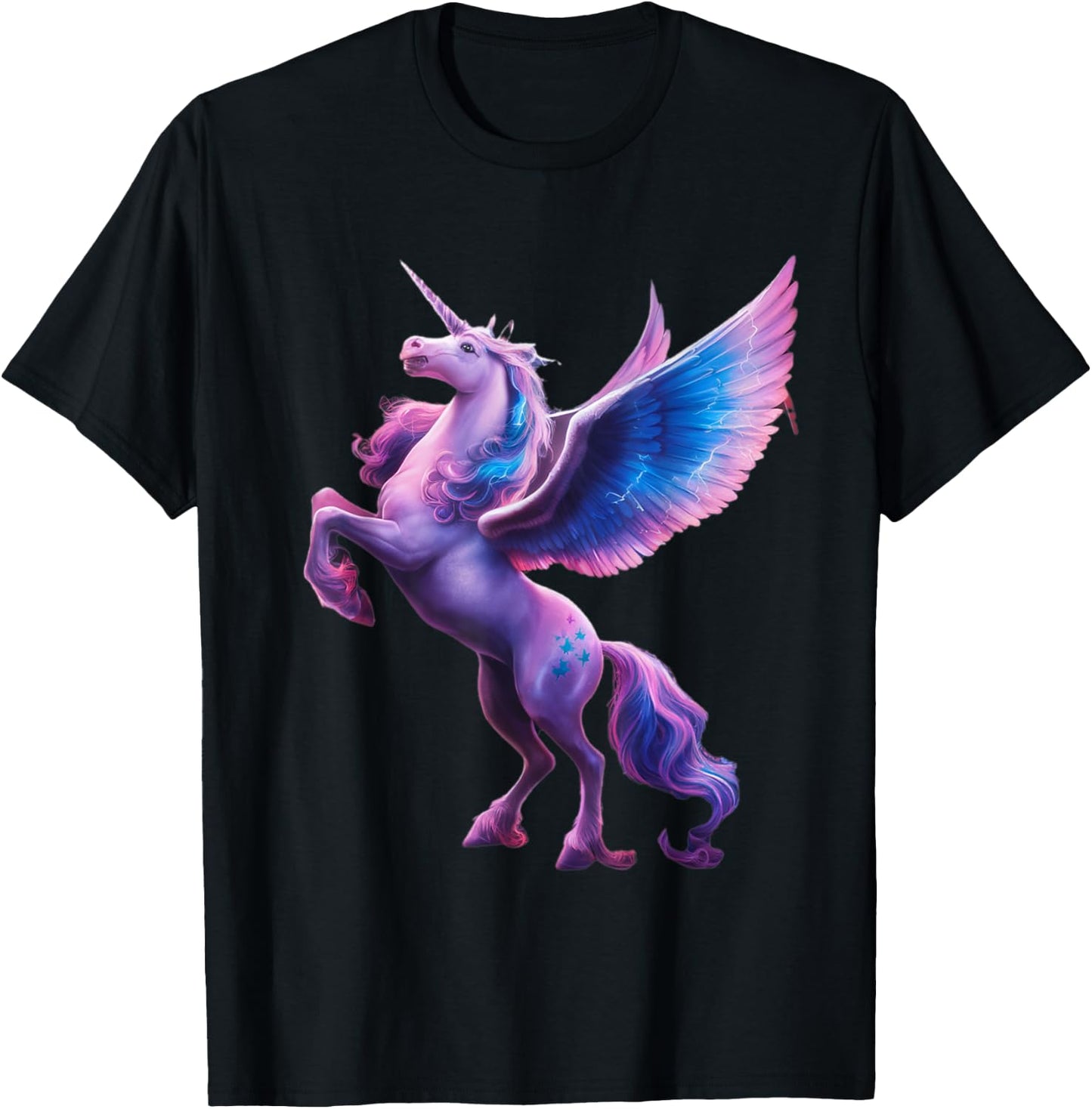 Unicorn Magical Mystical Purple Unicorn Pegasus T-Shirt - T-Shirt | Black