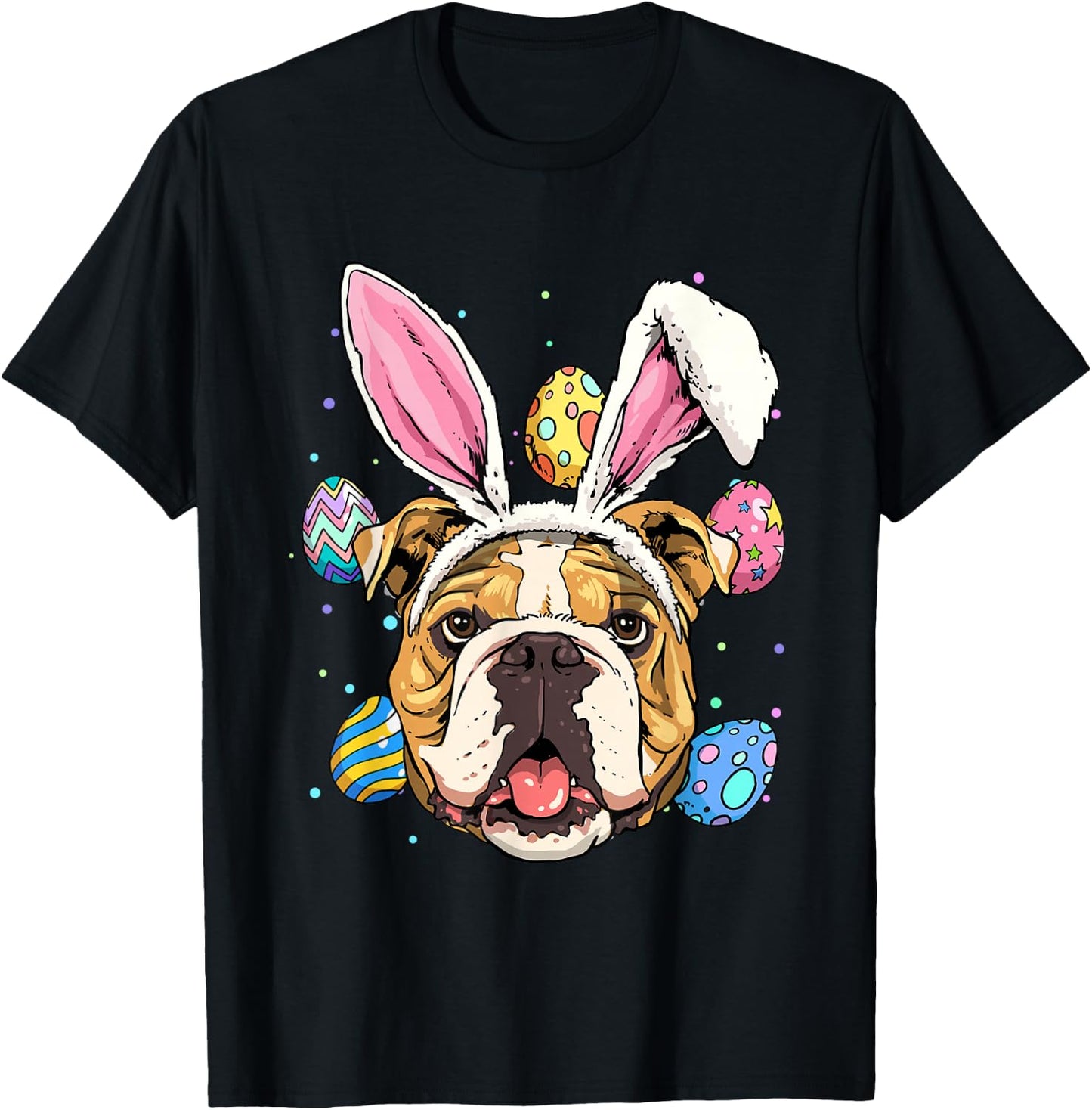 Easter Bunny American Bulldog Kids Men Women T-Shirt - T-Shirt | Black