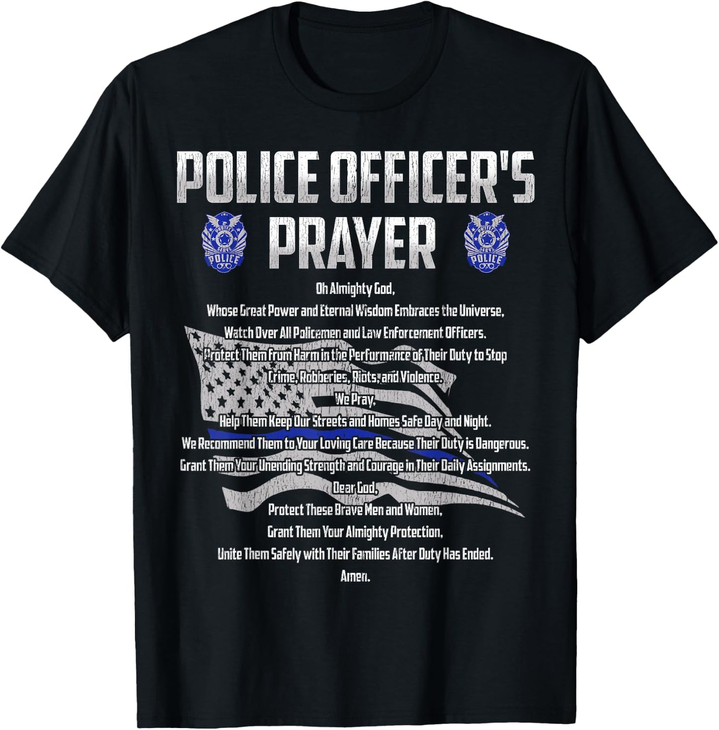 Police Officer's Prayer Policeman First Responder Cop Gift T-Shirt - T-Shirt | Black