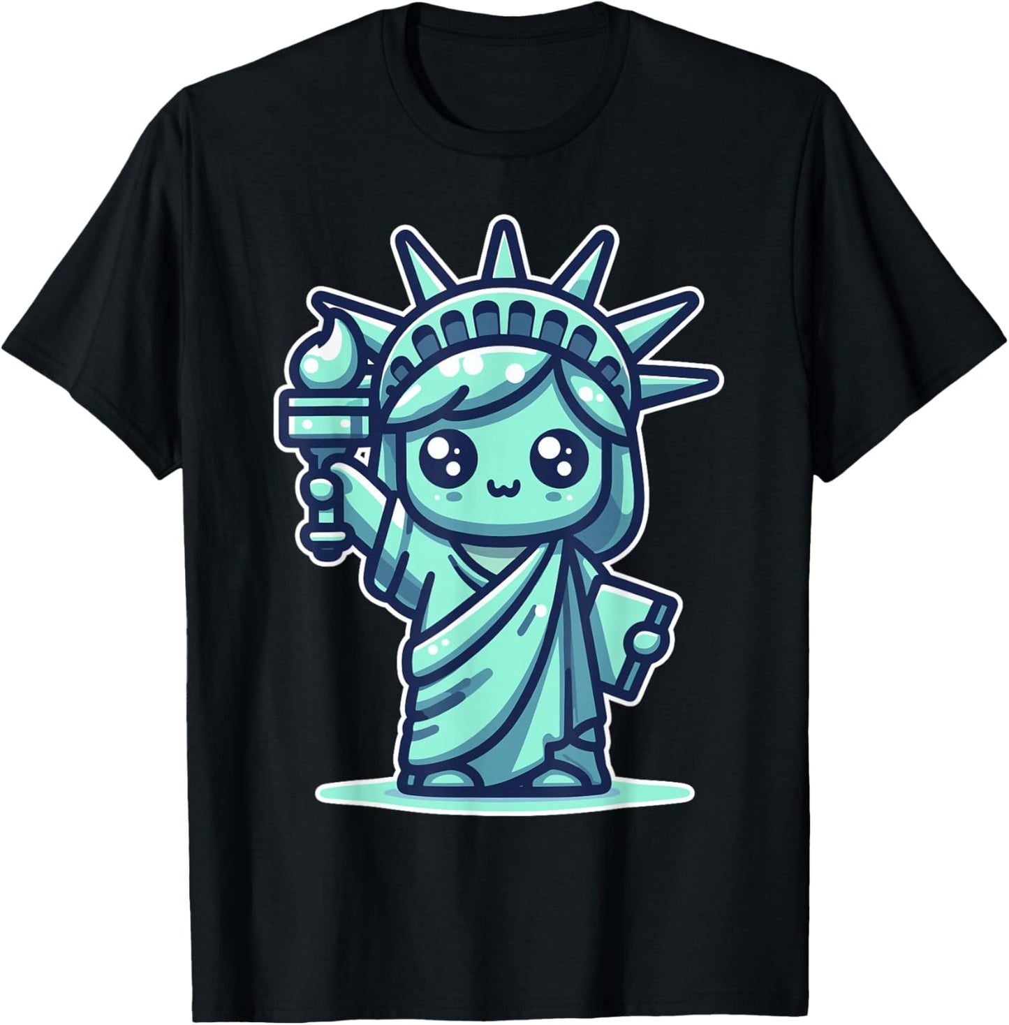 Cute Kawaii Statue of Liberty NYC New York City T-Shirt - T-Shirt | Black