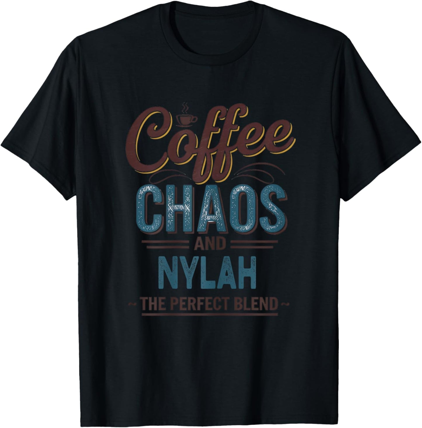 NYLAH Personalized Cute Coffee Girls NYLAH Name T-Shirt - T-Shirt | Black