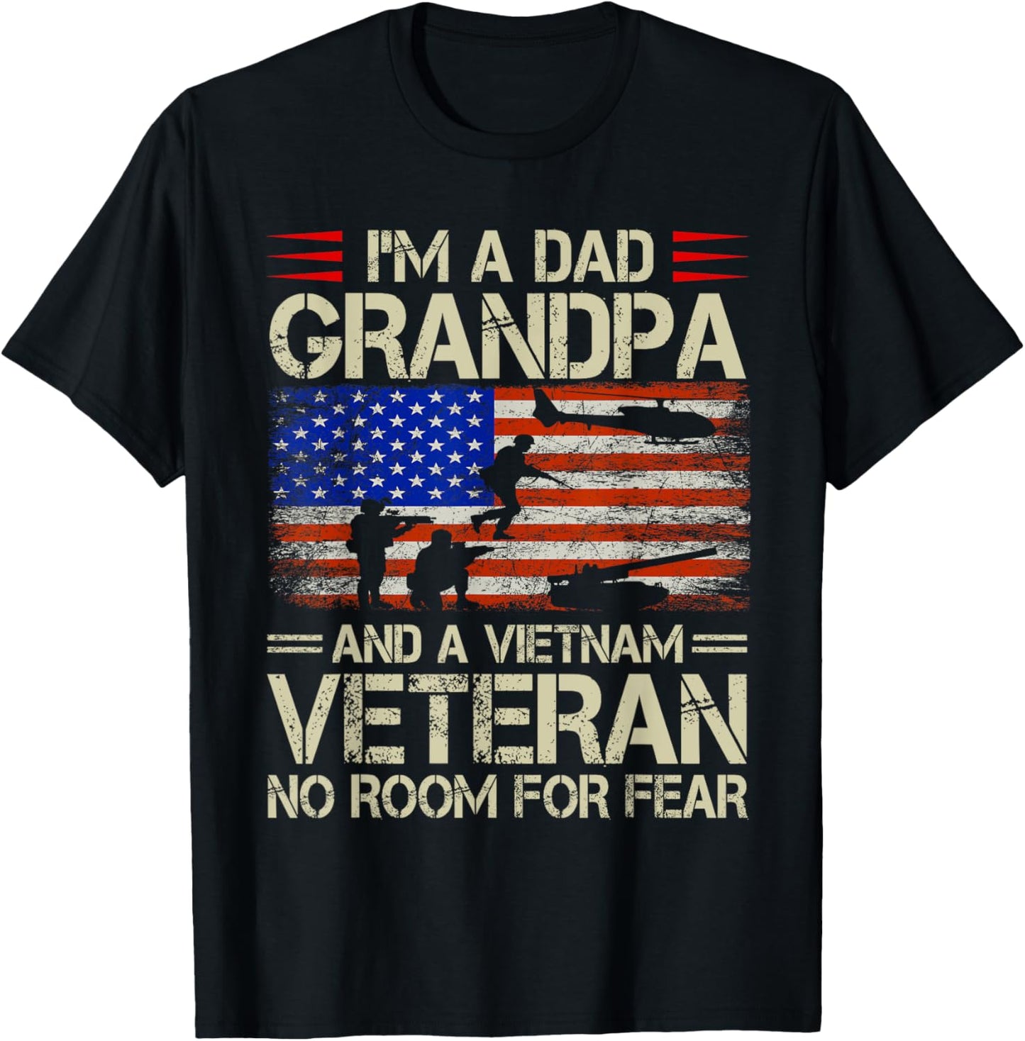 I'm A Dad Grandpa And Vietnam Veteran Retro Papa Grandpa T-Shirt - T-Shirt | Black
