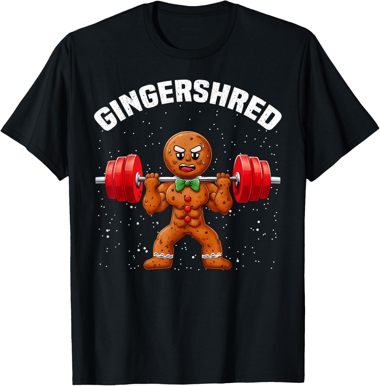 Gingershred Funny Gingerbread Man Gym Bodybuilding Christmas T-Shirt - T-Shirt | Black