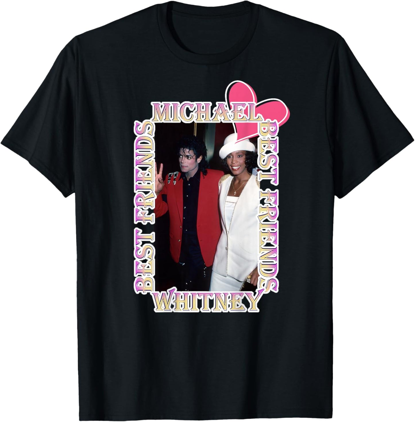 Michael Jackson_Whitney Houston_Back Printed T-Shirt - T-Shirt | Black