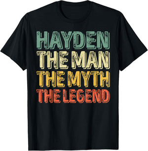 First Name Hayden The Man The Myth The Legend T-Shirt - T-Shirt | Black