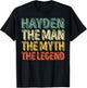 First Name Hayden The Man The Myth The Legend T-Shirt - T-Shirt | Black