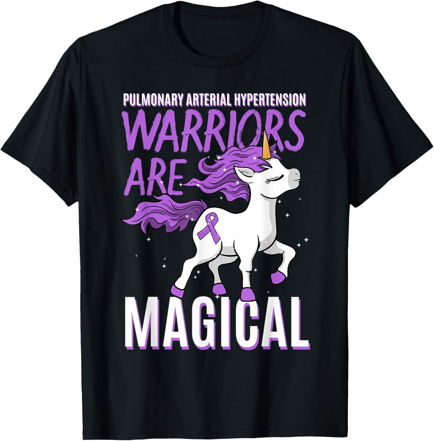 Pulmonary Arterial Hypertension Awareness Unicorn Lover Gift T-Shirt - T-Shirt | Black