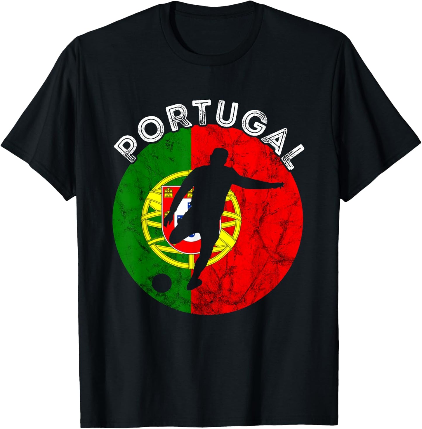 Portugal Flag Futebol Soccer Player Portuguese Pride T-Shirt - T-Shirt | Black