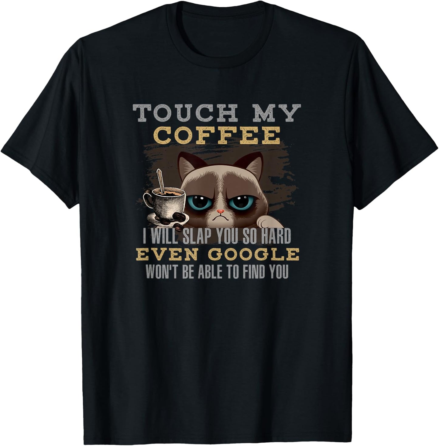 Funny Coffee Lover - Cat Humour T-Shirt - T-Shirt | Black