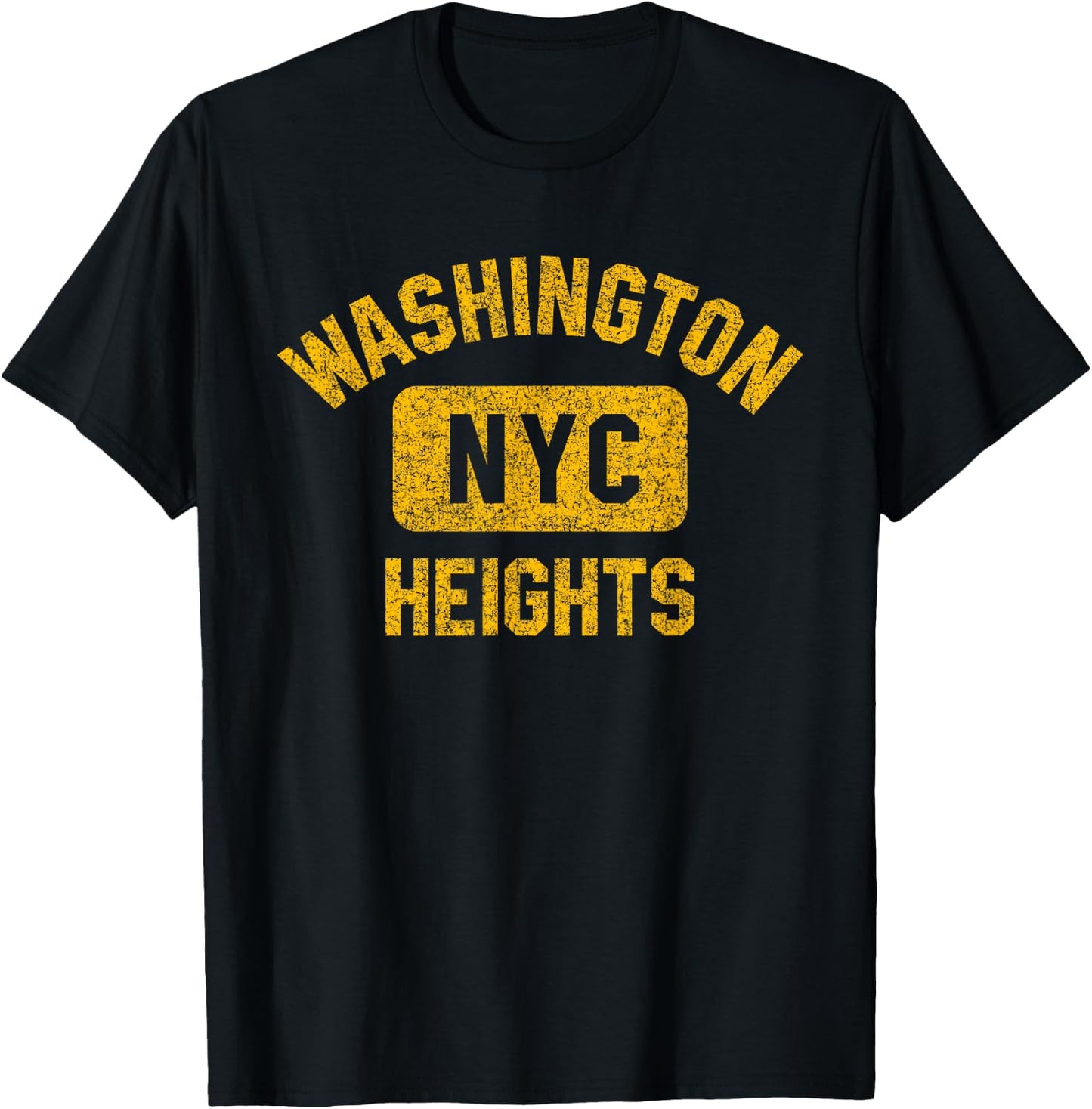 Washington Heights NYC Gym Style Distressed Amber Print T-Shirt - T-Shirt | Black