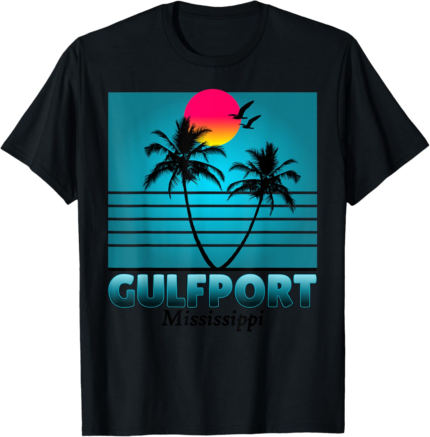 Gulfport Mississippi Holiday Retro Vintage Gift T-Shirt - T-Shirt | Black