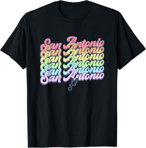 NBA San Antonio Spurs Pastel Rainbow Pride Stack T-Shirt - T-Shirt | Black