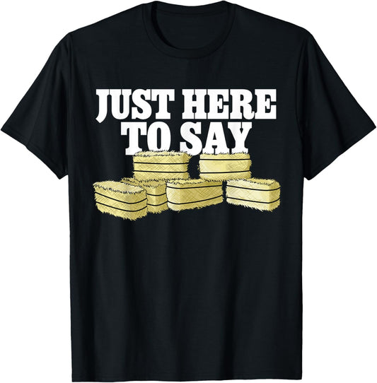 Farmer Pun Here To Say Hay Farming T-Shirt - T-Shirt | Black