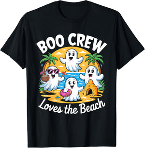 Cute Summerween Ghost Funny Beach Halloween T-Shirt - T-Shirt | Black