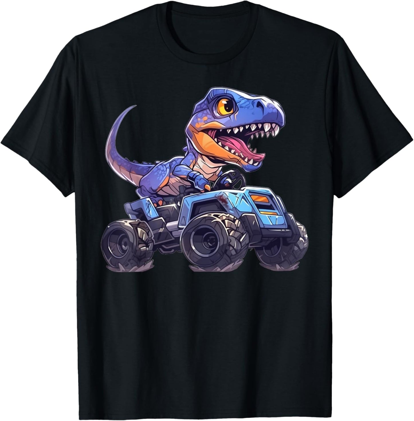 Monster Truck Shark Dinosaur T rex for Toddlers Kids T-Shirt - T-Shirt | Black