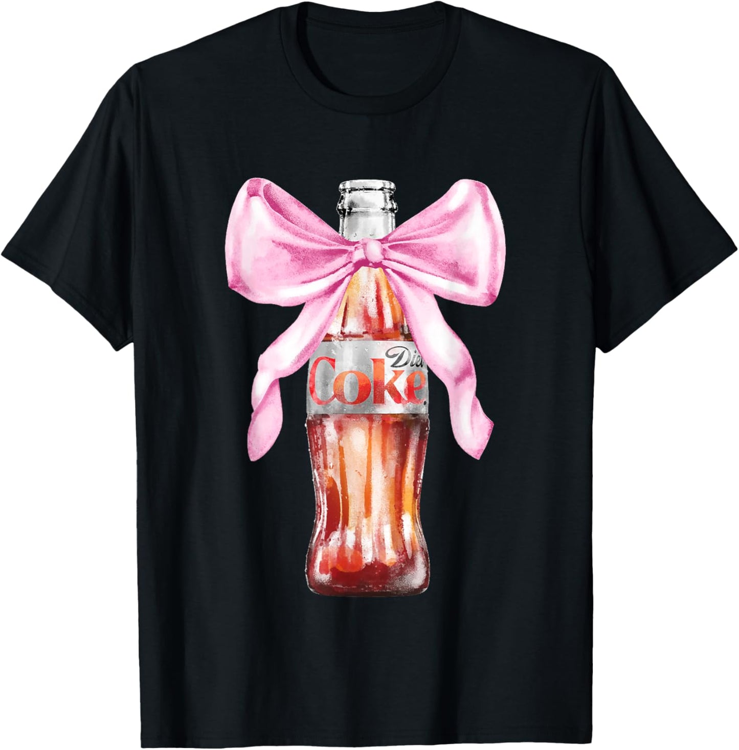 Coca-Cola Diet Coke With Cute Pink Ribbon Vintage T-Shirt - T-Shirt | Black