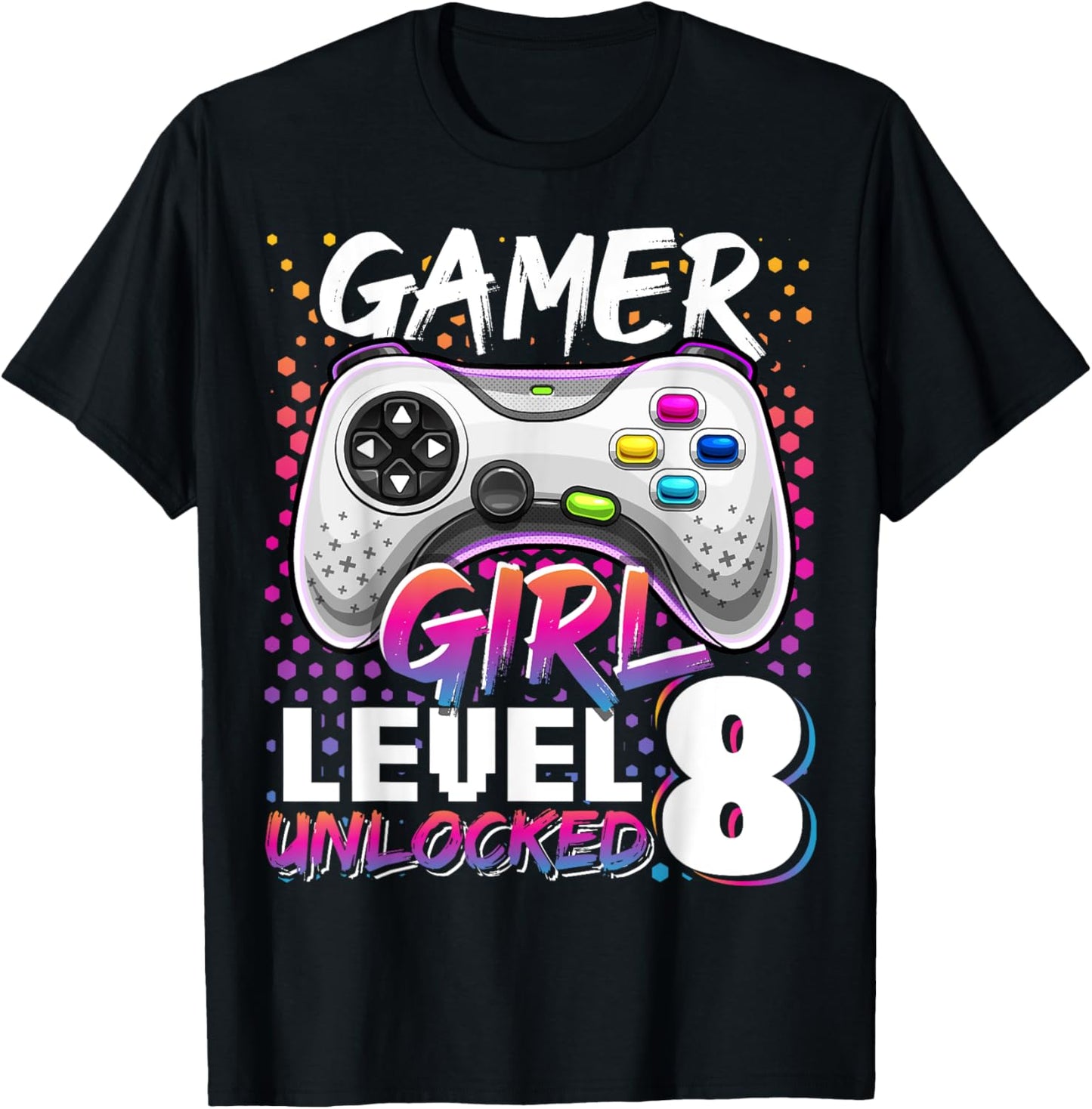 Gamer Girl Level 8 Unlocked Video Game 8th Birthday Gift T-Shirt - T-Shirt | Black