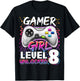 Gamer Girl Level 8 Unlocked Video Game 8th Birthday Gift T-Shirt - T-Shirt | Black