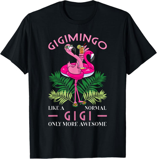 Gigimingo Grandmother Flamingo Lover Gramma Grandma Granny T-Shirt - T-Shirt | Black