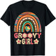 Groovy Girl 60s Theme Costume Cute 70s Outfit Rainbow Hippie T-Shirt - T-Shirt | Black